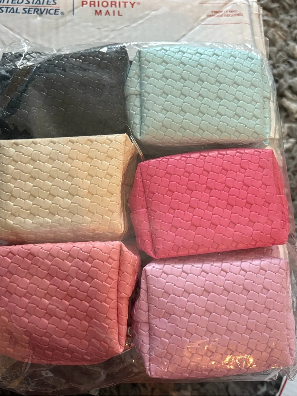 Women’s Woven Mini Pouch Set - Pink, Light Pink, Coral, Mint, Cream, Black